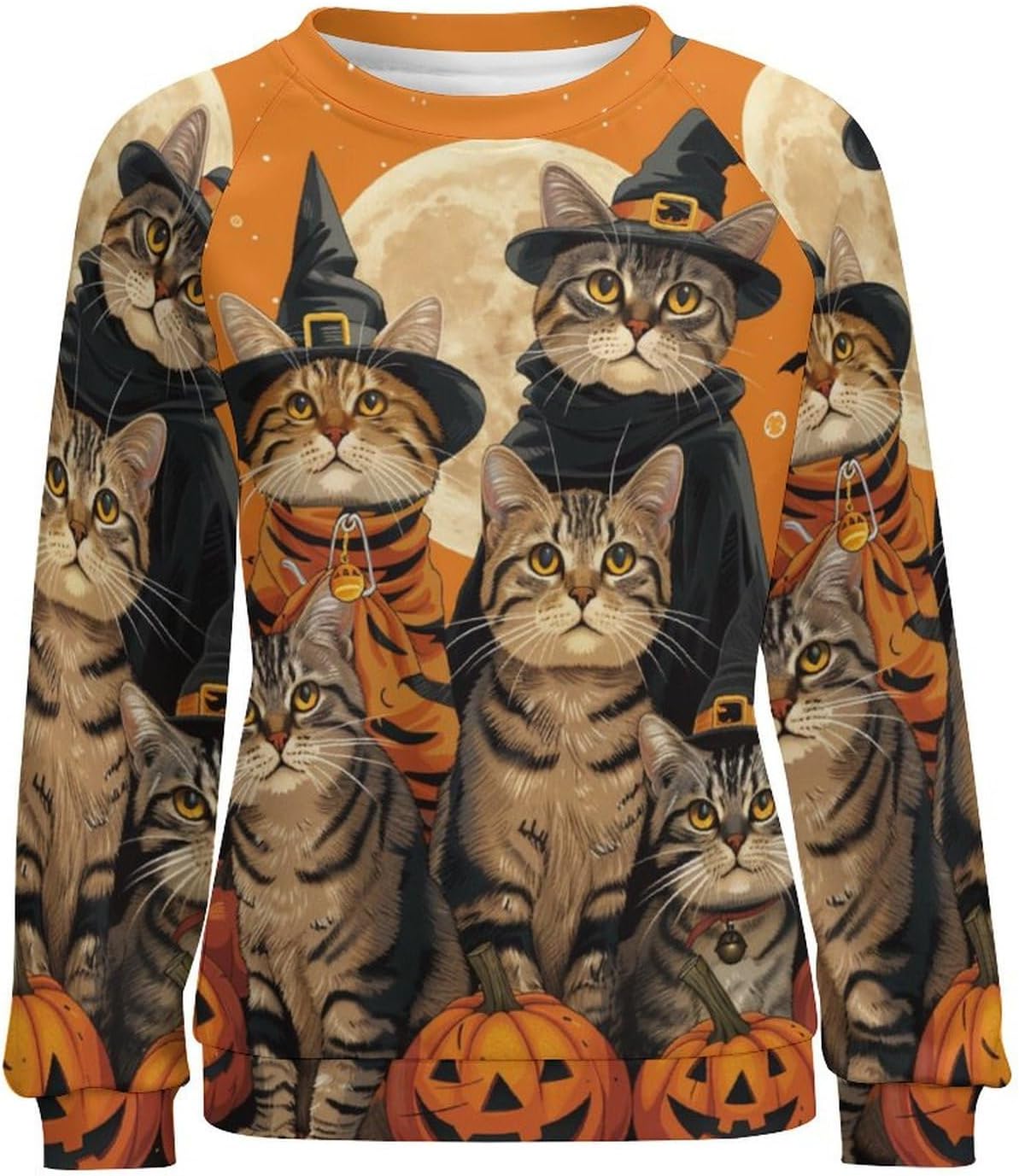Sweatshirt for Women Halloween Cat Print Crewneck Casual Vacation Trendy Fashion Funny Warm Long Sleeve Shirts - Image 4