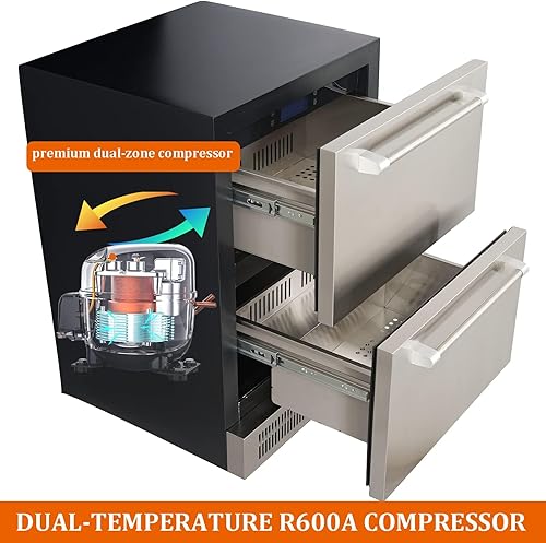 Miniatura 5 de Refrigerador bajo encimera de 24 pulgadas, refrigerador de bebidas de 5.12 pies cúbicos con compresor de doble zona, control inteligente de