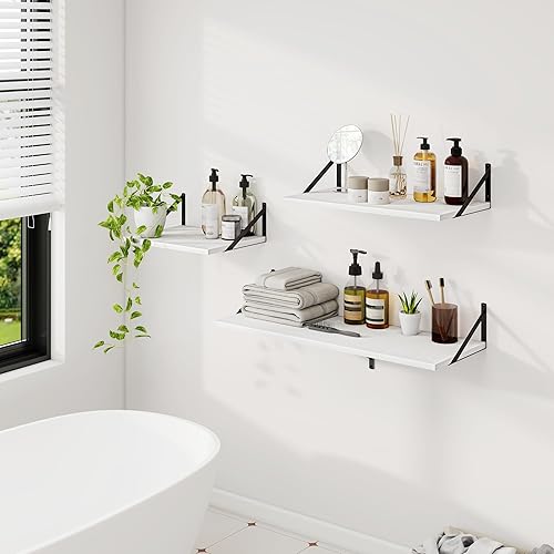 Miniatura 2 de Dreamland Estantes flotantes blancos para pared, estantes montados en la pared, estante flotante grande de 12 x 16 pulgadas, juego de 2 para