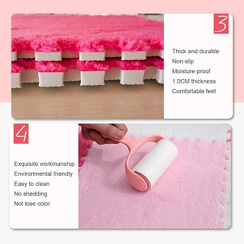 Miniatura 5 de 10 tapetes de juego de espuma, tapete de espuma de rompecabezas de felpa, azulejos entrelazados de 12 x 12 pulgadas, tapetes de espuma de felpa