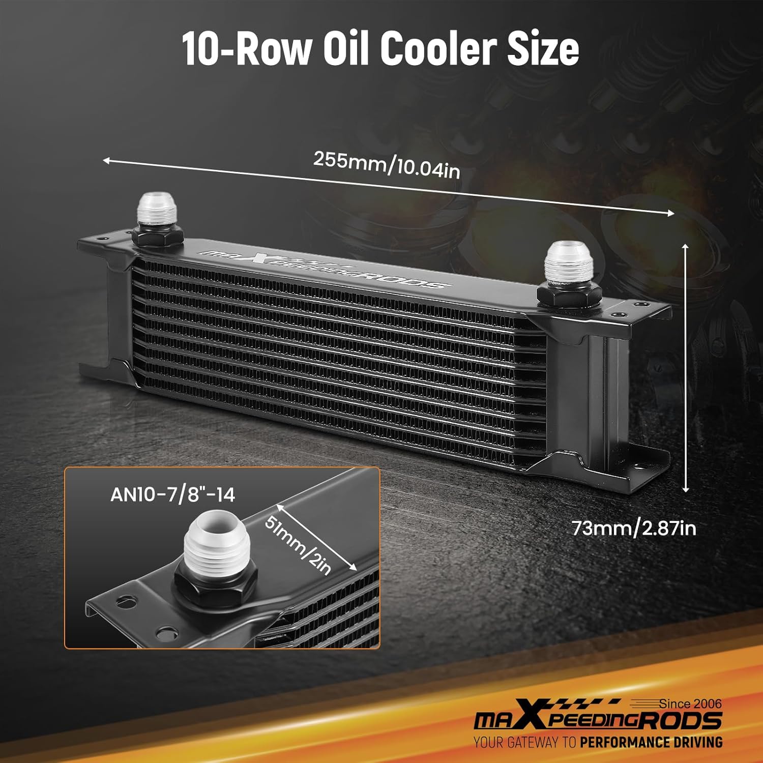 maXpeedingrods 10 Row Oil Cooler, 10AN Stacked Plate Transmission Engine Oil Cooler Universal British Radiator Aluminium Black