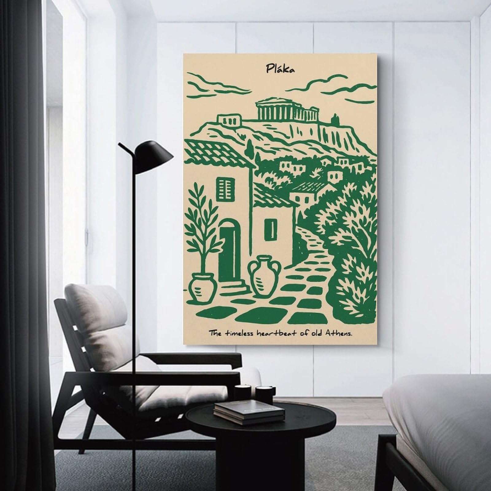 Junmoney Plaka, Athens Travel Decorative Canvas Print 24x36inch(60x90cm), for Gallery Wall Layouts in Home Or Office, Home Wall Art for Statement Displays