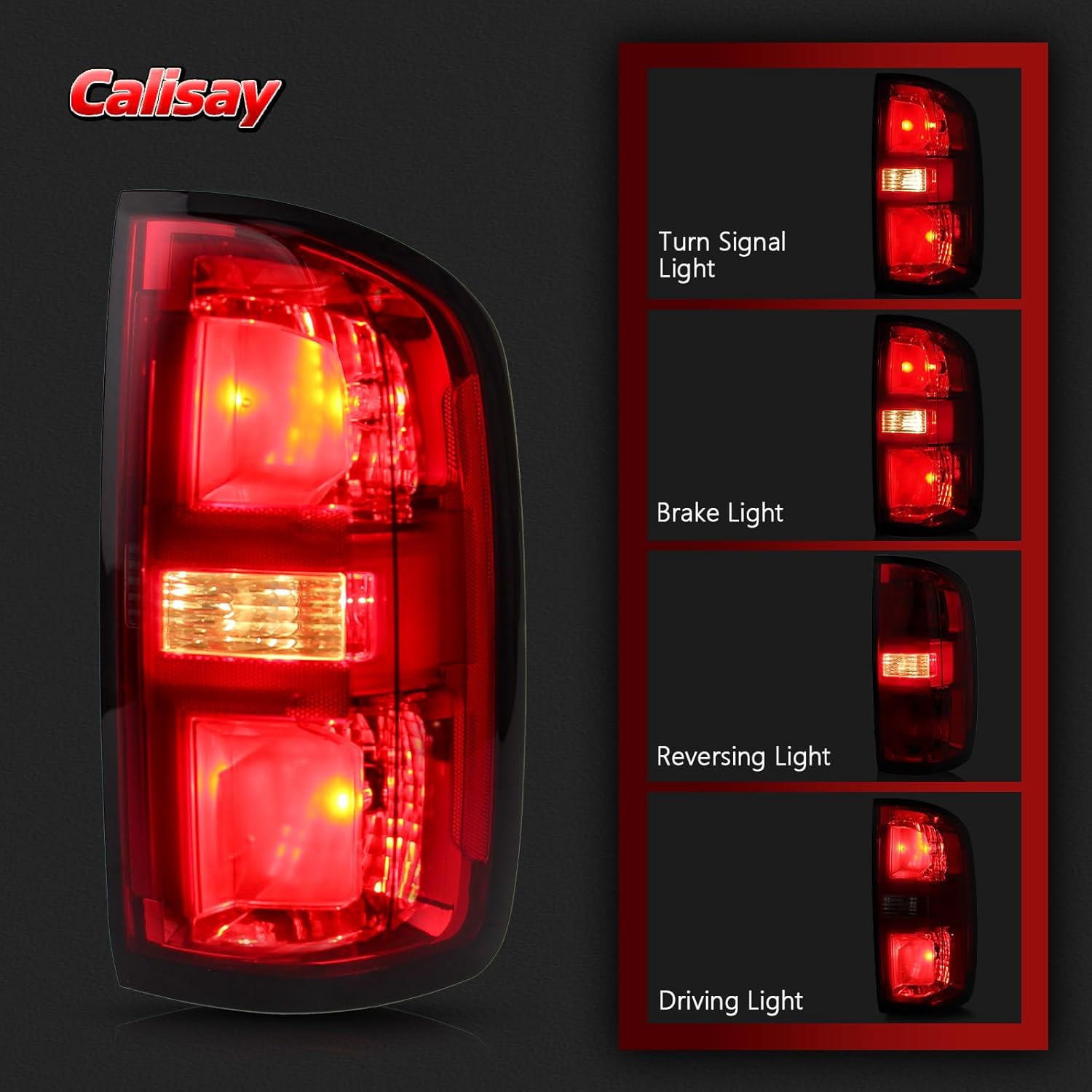 Halogen Tail Light Compatible with 2015 2016 2017 2018 2019 2020 2021 2022 Chevy Colorado Taillight Rear Brake Signal Lamp Assembly Replacement OEM# 84169778 GM2801270 (Right Passenger Side)