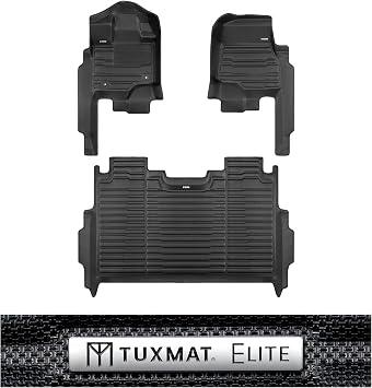 TuxMat - for Ford F150 SuperCrew Without Rear Seat Fold Out Storage 2021-2027 Models - Custom Car Mats - Maximum Coverage, All Weather, Laser Measured - This Full Set Includes 1st and 2nd Rows