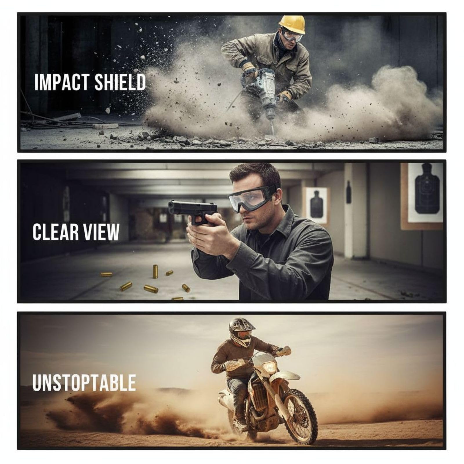 Schießbrille mit Wechselgläsern aus robustem Polycarbonat, beschlagfreie Schutzbrille für Luftgewehr und Paintball, CE/FDA/ANSI Z87.1-zertifiziert, für Jagd und Freizeitspiele