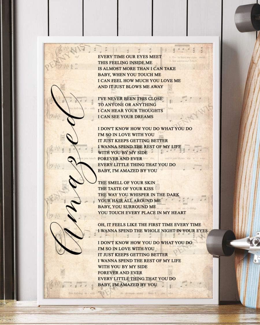 PENNYWIS Decor Gift - Amazed Song Lyrics Sheet Music Portrait Poster Wall Art Print (11" x 17")