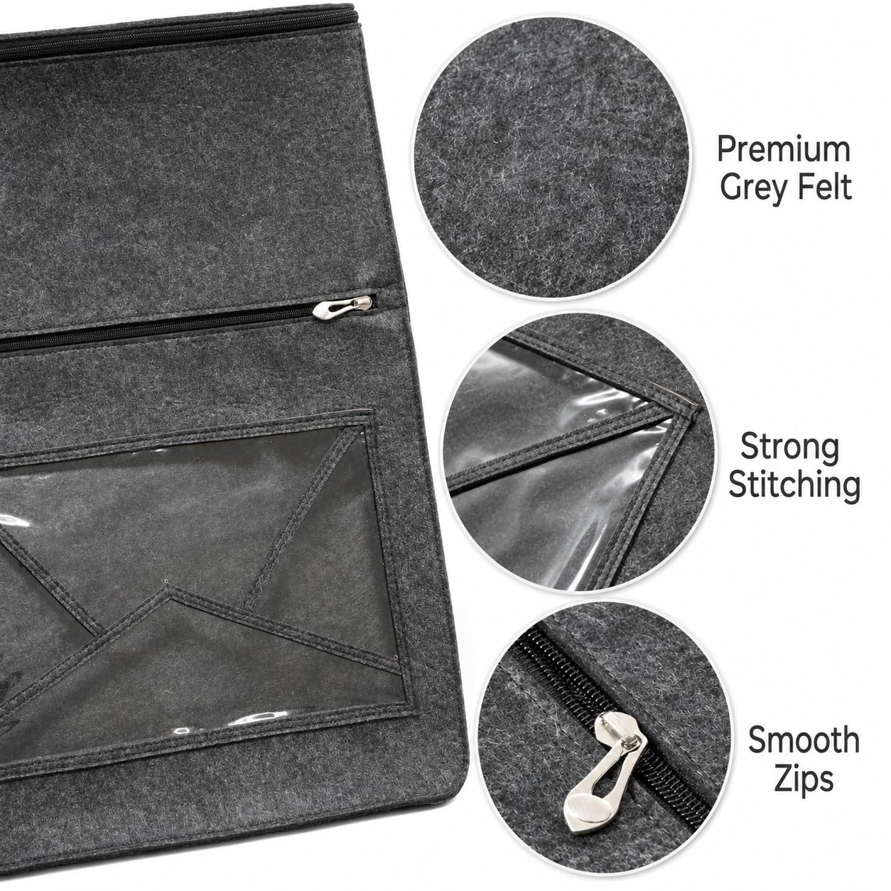 Katai – Bolsa para interior – Ranura para correo de fieltro gris de ajuste universal para puertas delanteras – Incluye abrecartas ergonómico