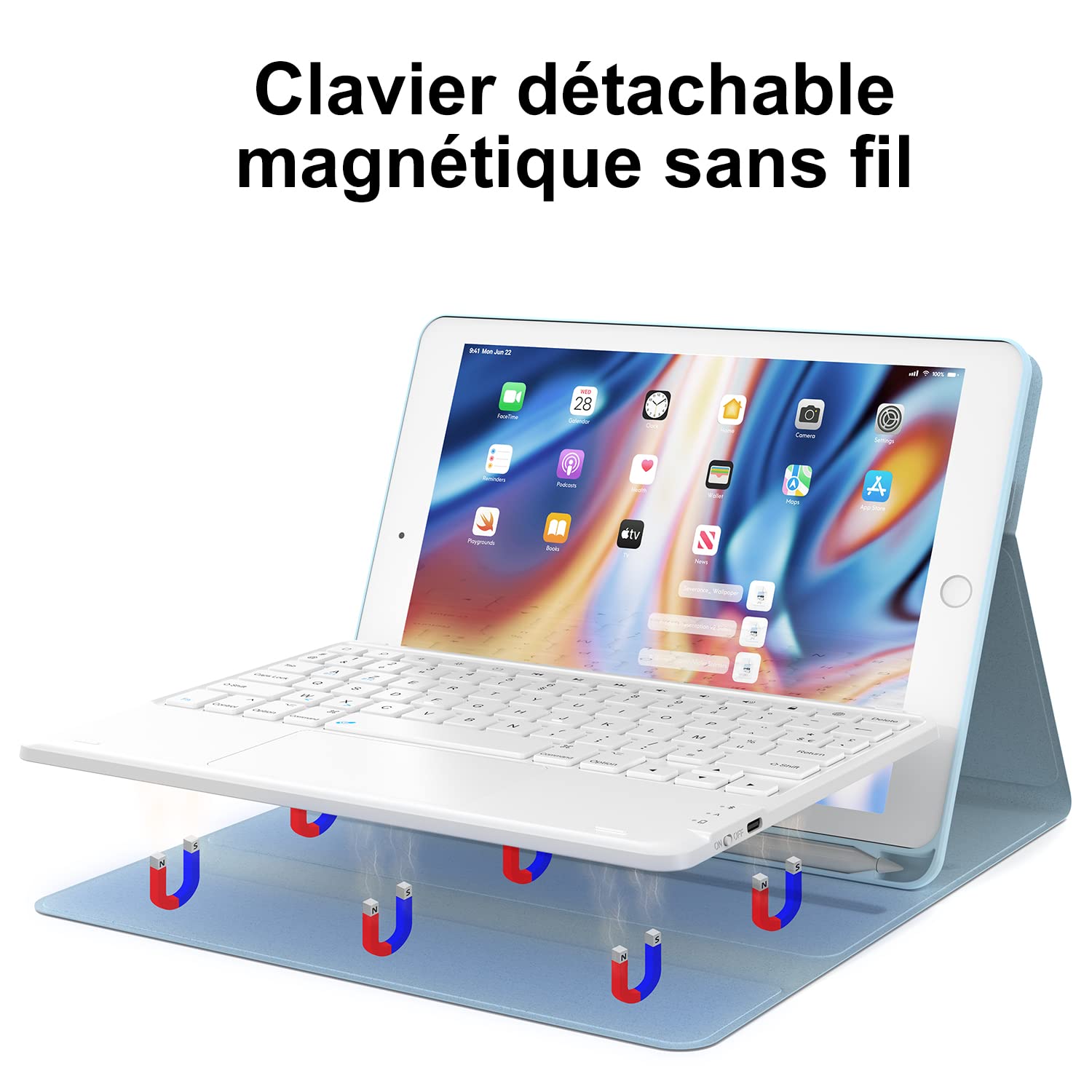 Earto Coque avec Clavier pour iPad 9e génération 10.2", iPad Air 5
