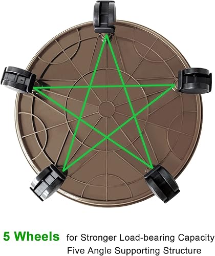 Miniatura 6 de Paquete de 2 bandejas rodantes de 14 pulgadas para plantas con 5 ruedas, motriz de macetas redondas, carrito rodante para interiores y exteriores,