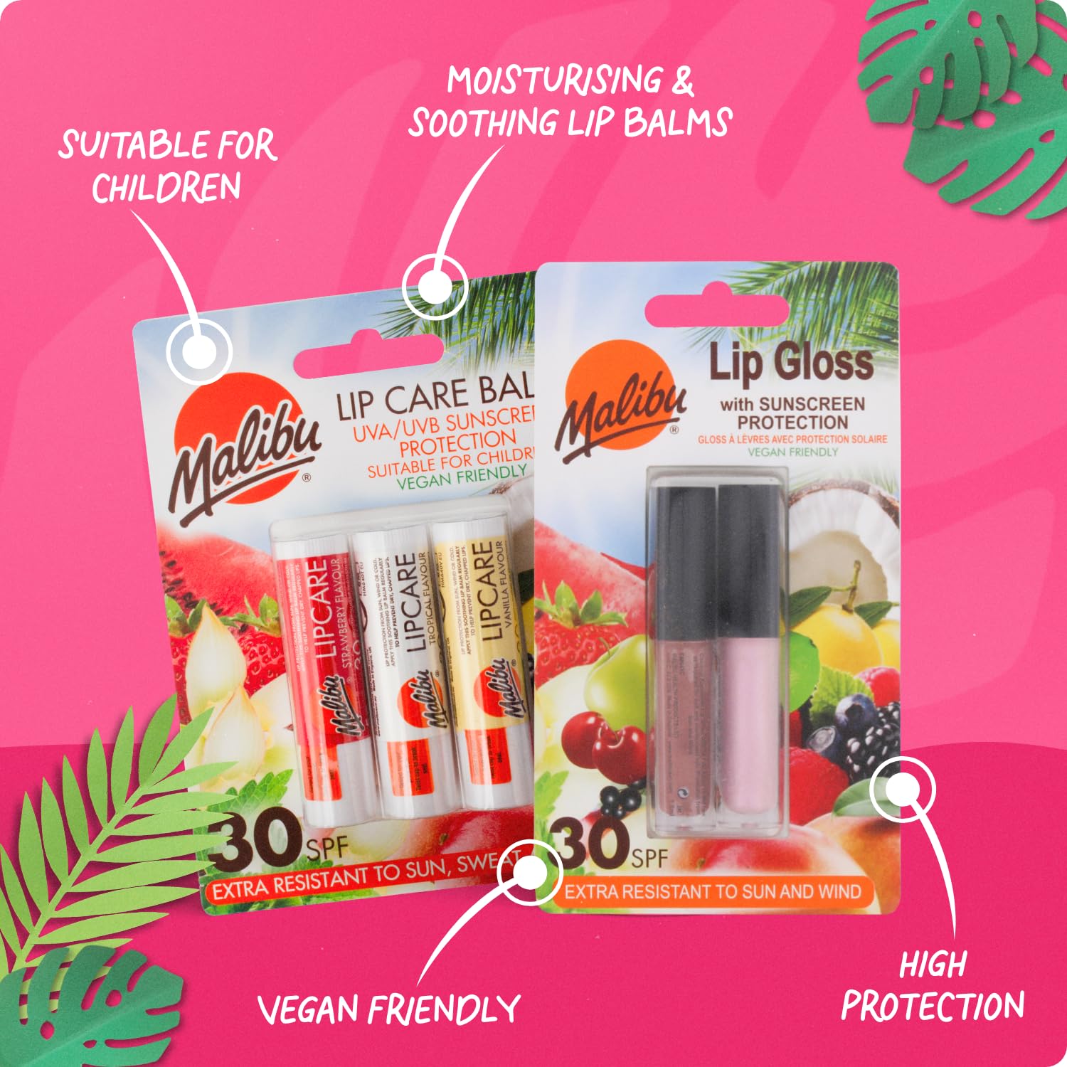 Malibu Duo Pack Sun Protection Face Cream and Lip Balm SPF 30 Water Resistant