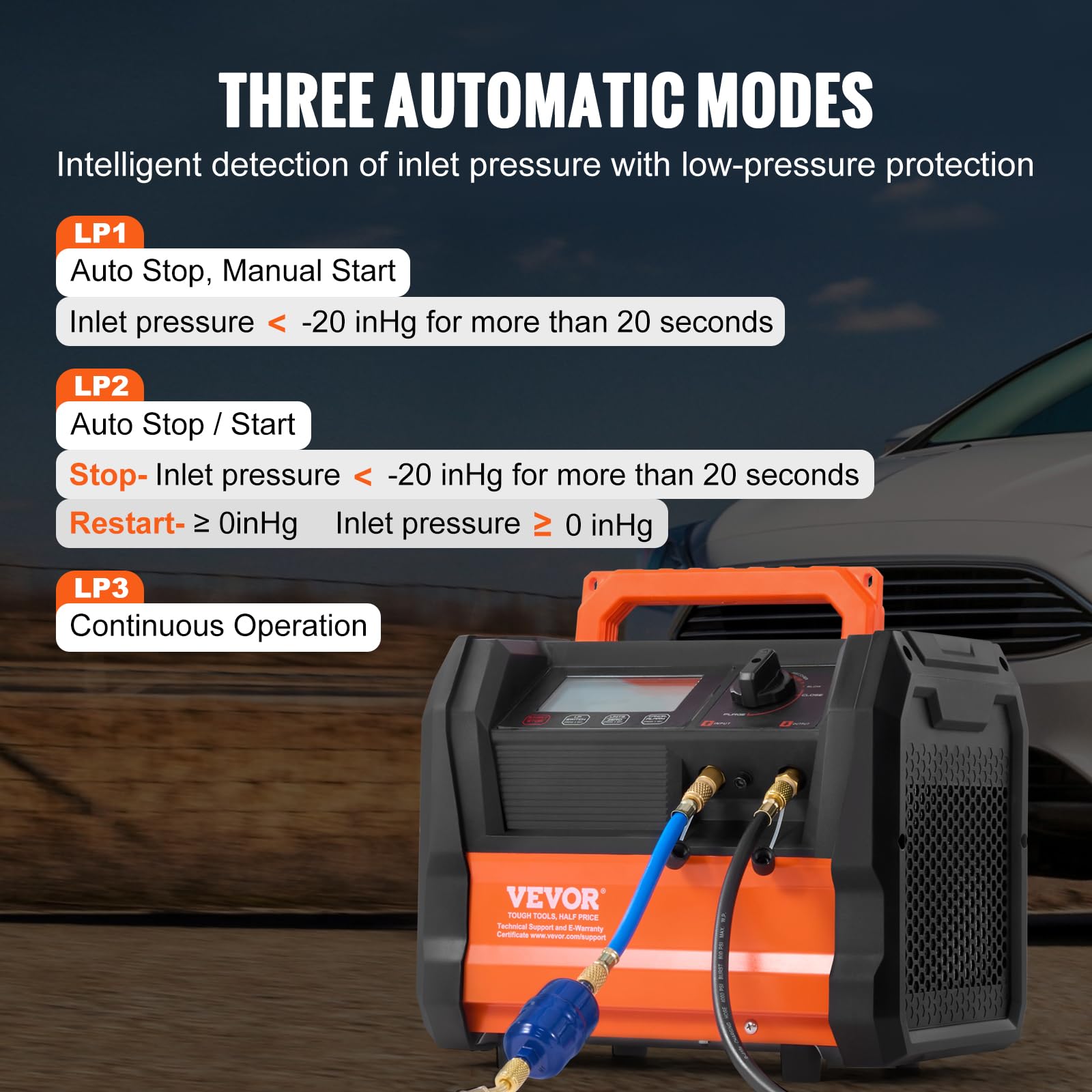 VEVOR Macchina Recupero Refrigerante AC Portatile 1 HP Motore Brushless 3000 Giri/min Strumento Riciclaggio Freon HVAC