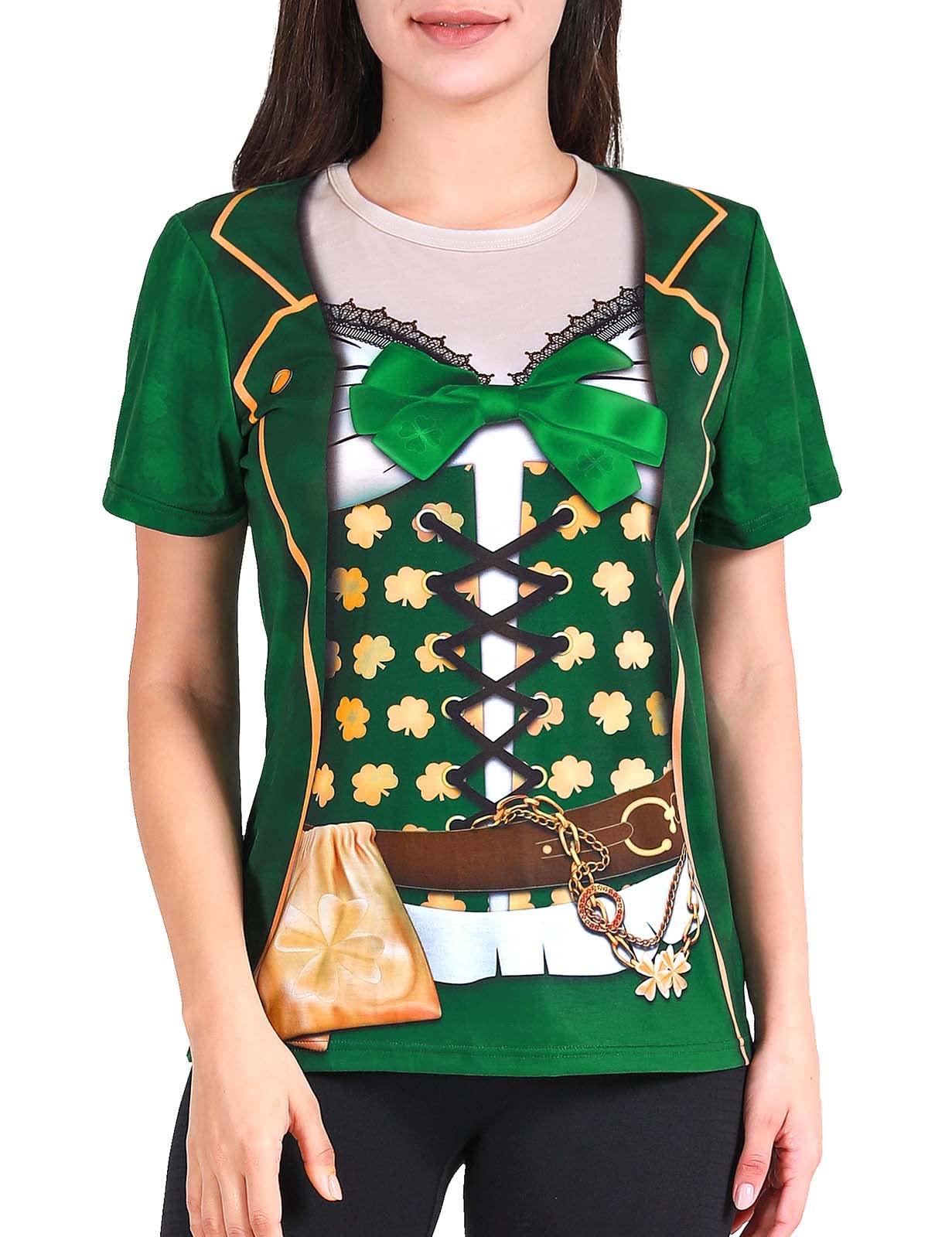 ST. Patrick's Day Women's Leprechaun Costume Clover T-Shirts