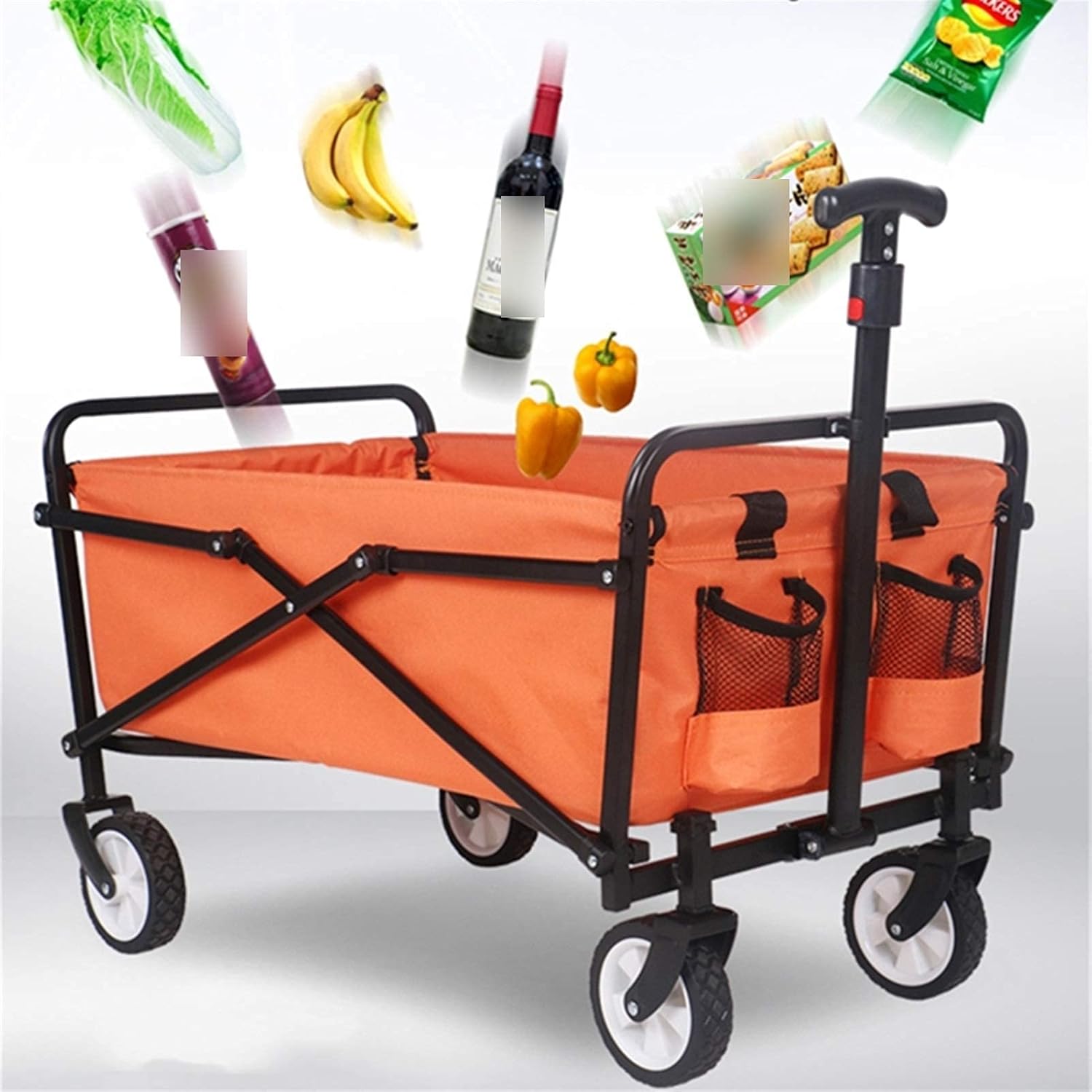 Garden Cart All Terrain Wheels Hand Trolley Folding Hand Cart with Foot Brake Steering Foldable Transport Cart Foldable Garden Trolley (Q 5) (Q 7)