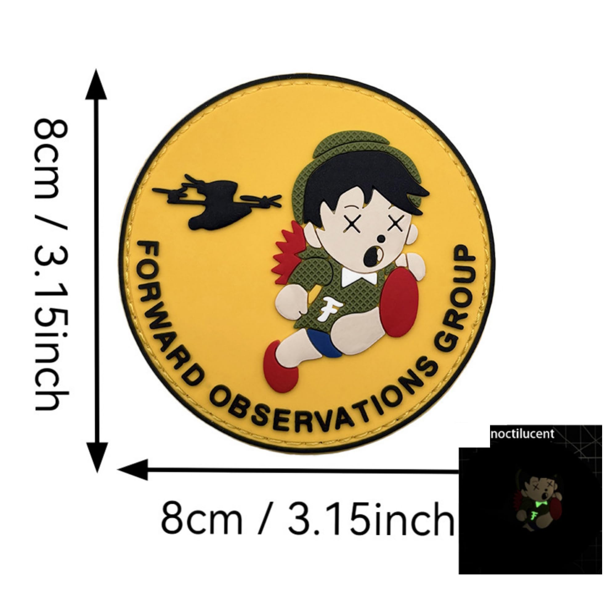 Forward Observations Group taktyczne naszywki z PCW, świecąca w ciemności odznaka morale z haczykowym spodem, 8 cm miękka gumowa opaska UAV (wielokolorowa)