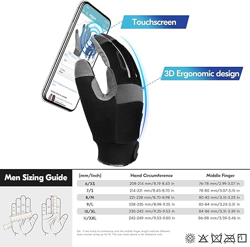 Miniatura 6 de Vgo... 1Pair 541F Winter Work Gloves Men, Cold Weather Waterproof Safety Work Gloves,Cold Storage or Freezer Glove