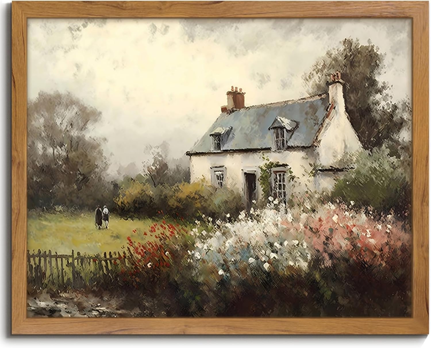 lianyibo Vintage Landscape Poster Wall Retro Rose Garden Design Antique Cabana Oil Painting For Living Room Decoration (70x100cm / Inner Frame)