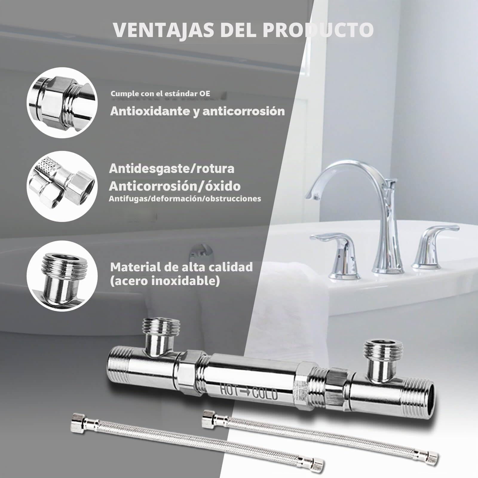 Kit de válvula de sensor para bomba de recirculación instantánea de agua caliente, válvula de derivación de acero inoxidable 304, reemplaza directamente la versión de plástico antigua