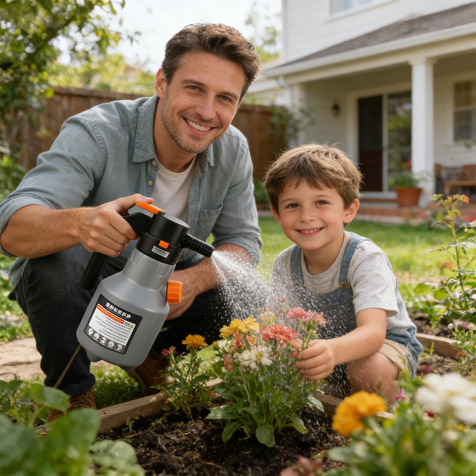 Spruzzatore Schiuma a Pompa 2L Ricaricabile Manico Lungo | Elettrico Sputafoam per Lavaggio Auto per Interni ed Esterni, Giardino, Cortile, Patio, Pulizia Veicoli, Detailing,