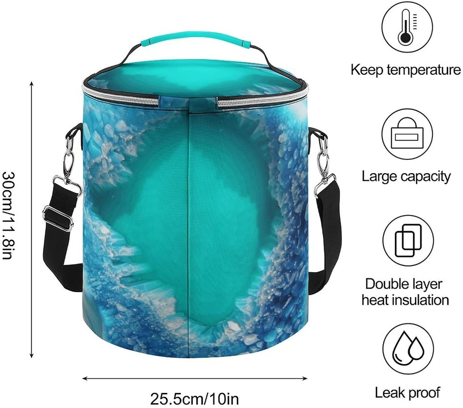 Soft Round Cooler Bags15L Collapsible Ice Chest Bag,Sunset Seasideprinted Portable Leakproof Insulated Travel Cooler Bag for Picnic,Beach,Outdoor Trip