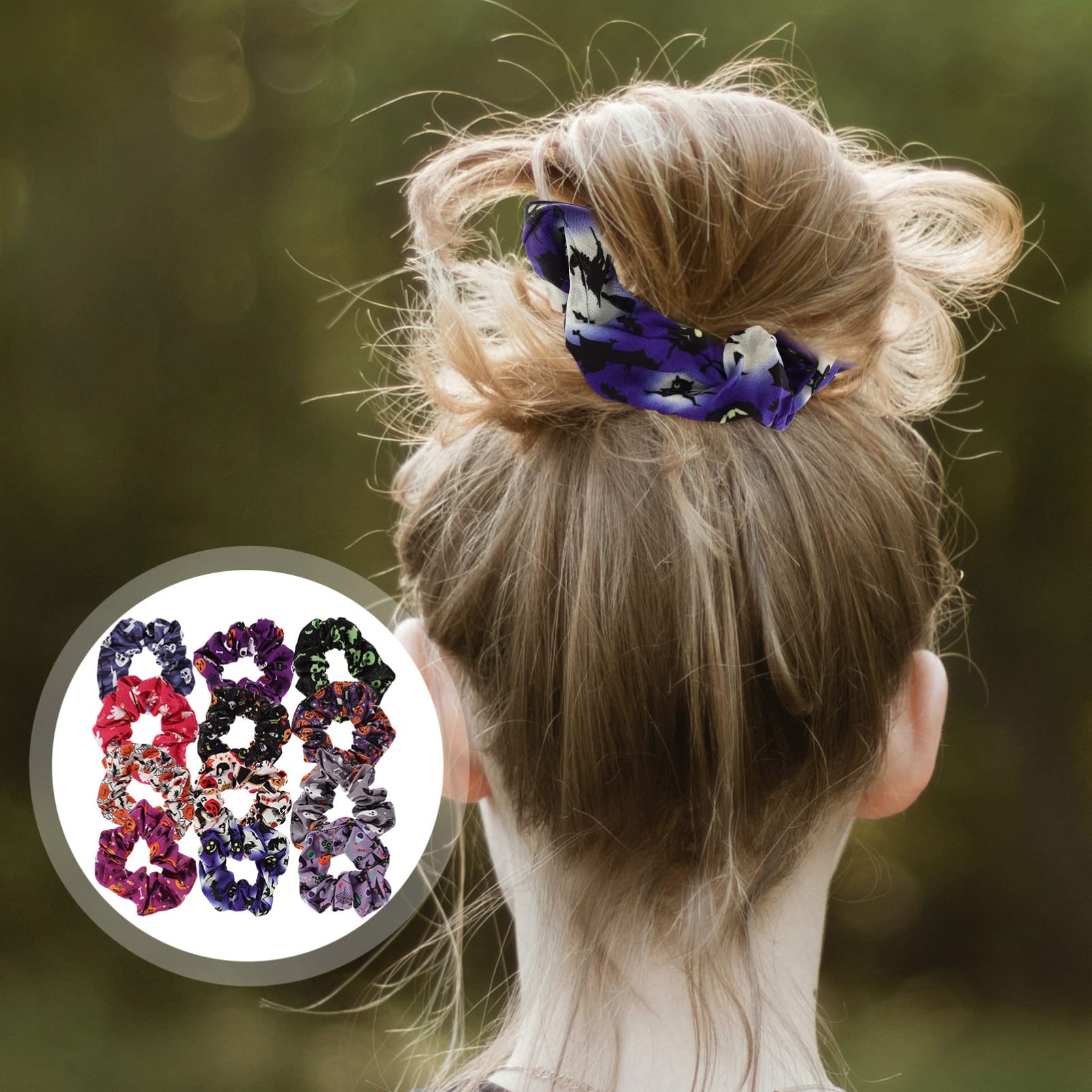 minkissy 48kawałki Gumki Do Włosów Halloween Elastyczne Scrunchie Akcesoria Do Włosów Dla Kobiet Wygodne Wiązania Kucyków i Upięć