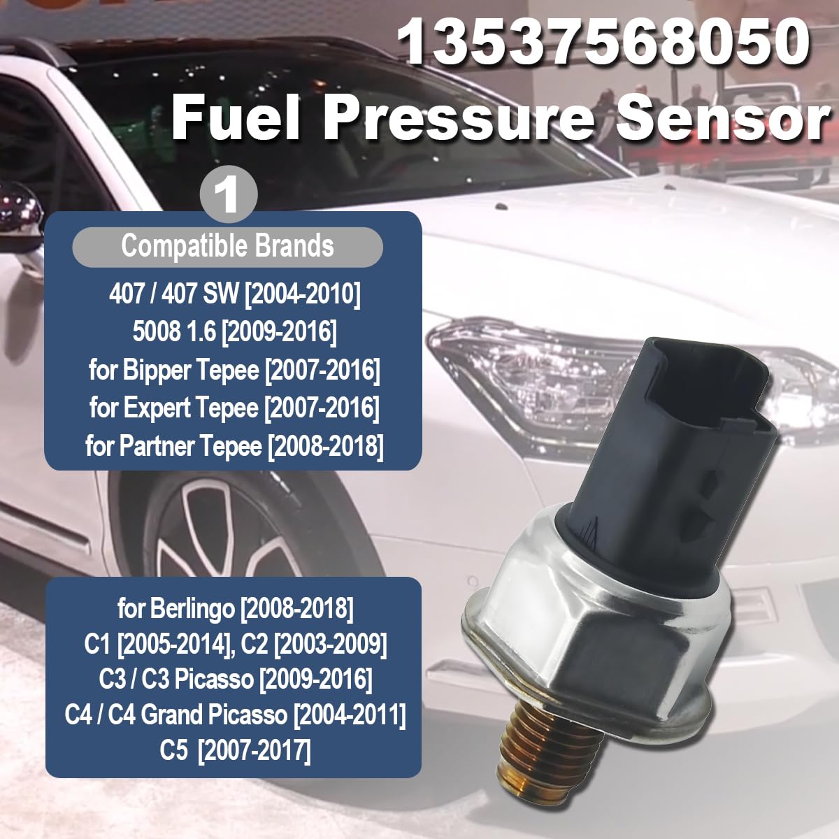 ZAMDOE 9658227880 Capteur de Pression adapté pour C1 C2 C3 C4 C5 107 206 207 307 407 1007 308 5008 Bipper Nemo Xsara 1.6 HDI 1.4 HDI Capteur de Pression de Carburant