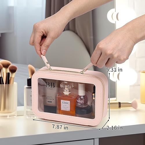 Miniatura 6 de Pinkmik Bolsa de maquillaje transparente, estuche de viaje transparente, portátil, transparente, para cosméticos, neceser de viaje, bolsa de