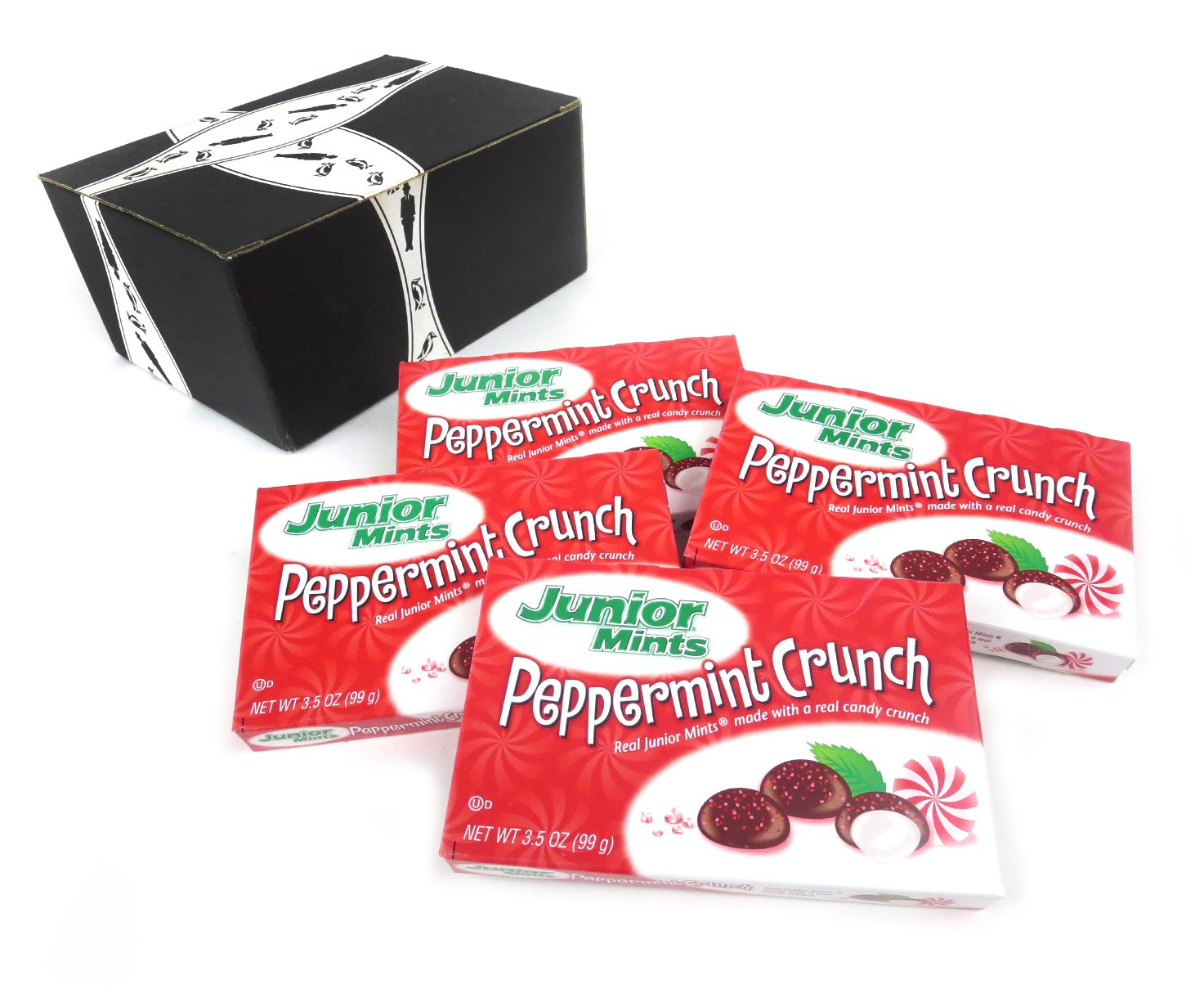 Junior Mints Peppermint Crunch, 3.5 oz Boxes in a BlackTie