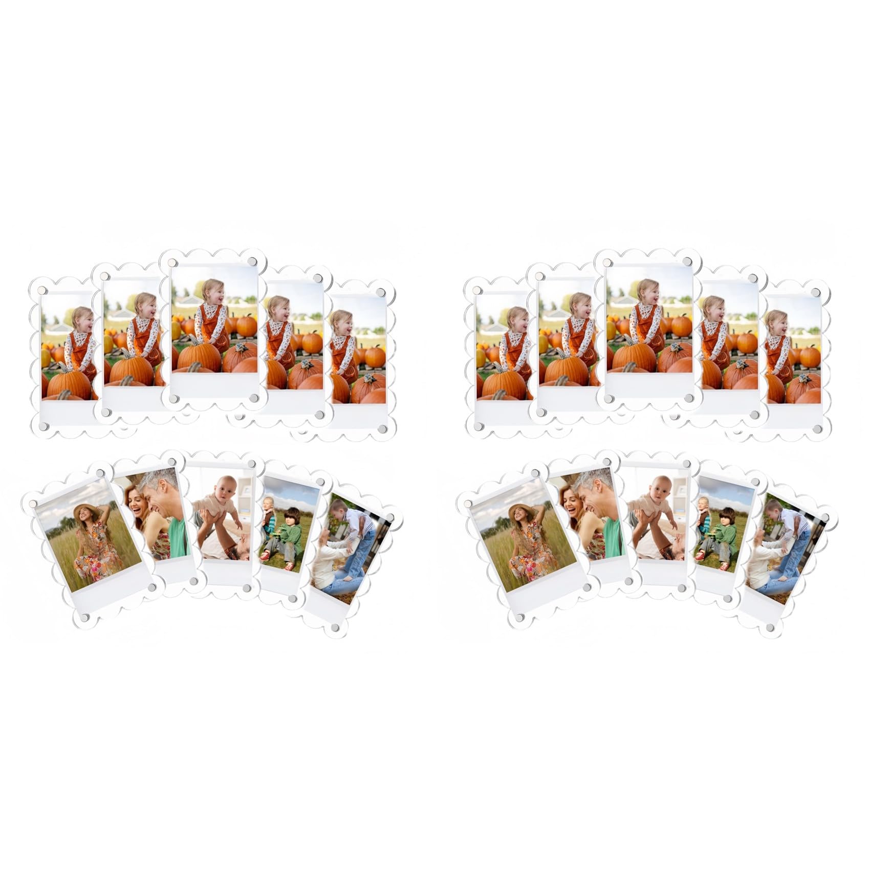 Hndhbfgrt 20 Pack 2.36 X 3.54 Inch Acrylic Fridge Magnetic Frame Scalloped, Double Sided Frame, Refrigerator Magnet Picture Frame