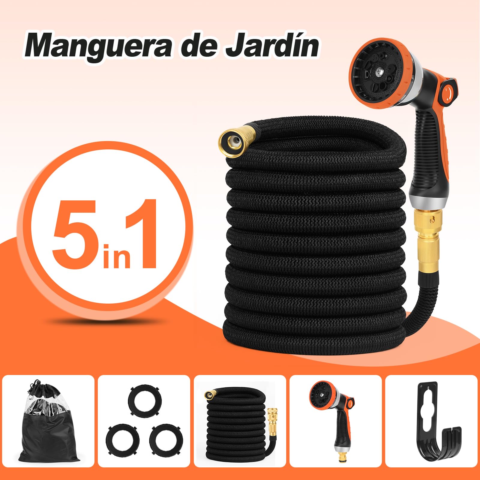 Manguera de Jardin Extensible 30M (3x10M), Mangueras Jardin con Pistola Rociadora de 10 Funciones Manguera Flexible y Ligera para Lavado de Coche, Jardín, Lavar la Mascota