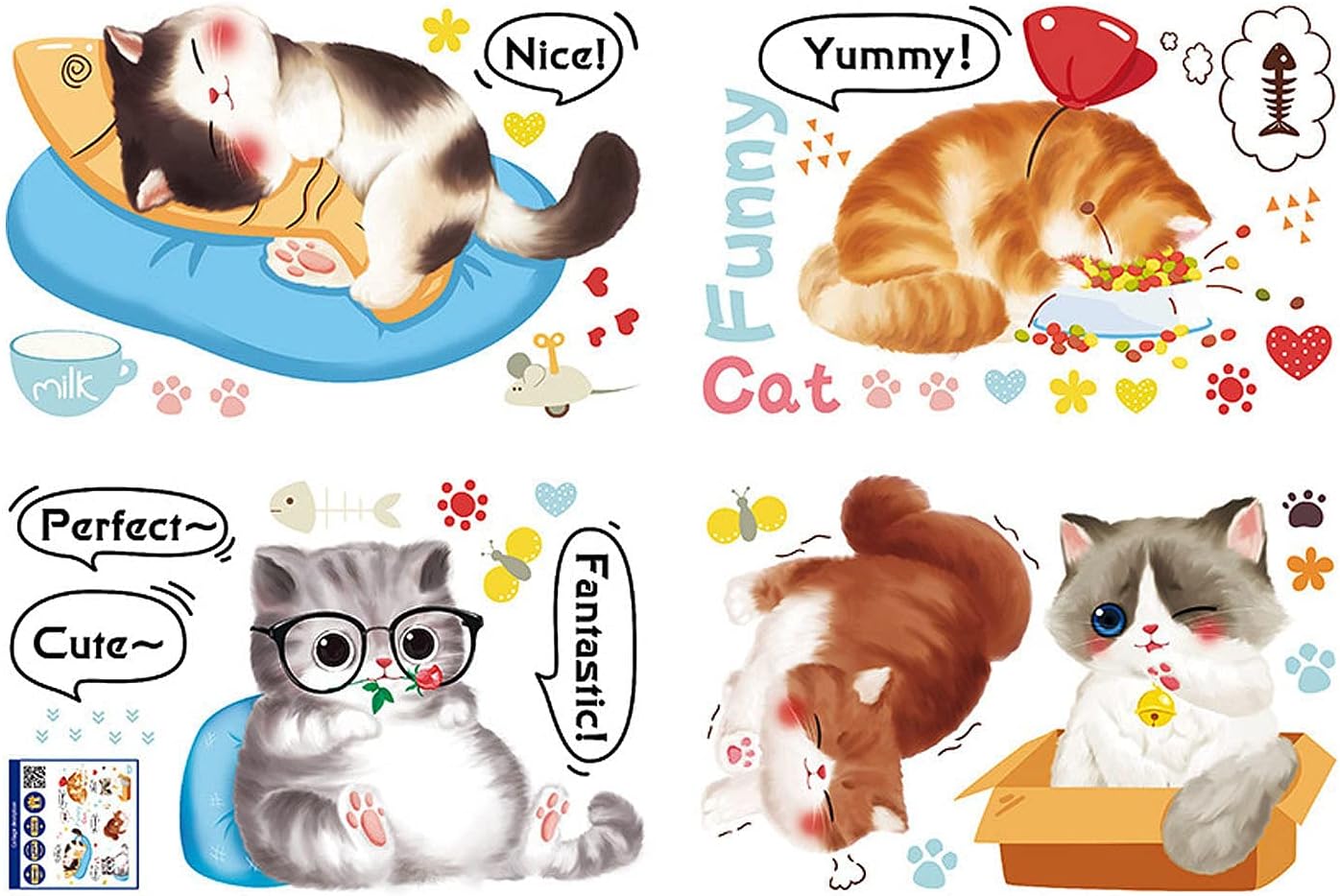 Cute Cat Wall Sticker For Living Room Bedroom Cupboard Toilet Decoration Kp Cute Cat Wall Sticker For Living Room Bedroom Cupboard Toilet Decoration Kp