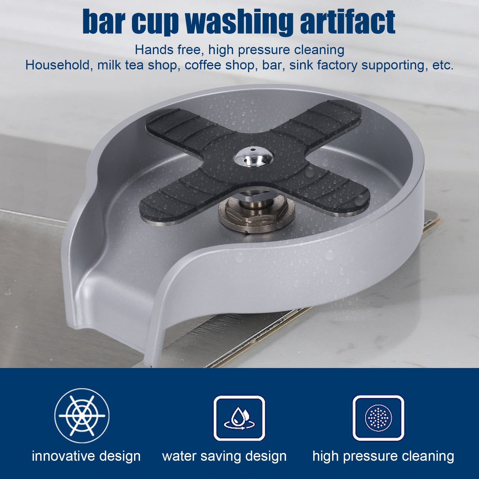 Rince Verres Acier Inox Laveuse De Tasse Automatique - Acier Inoxydable G1/2 - Pour Bar, Hôtel, Café - Nettoyage Haute Pression Rince-verre Acier Inox