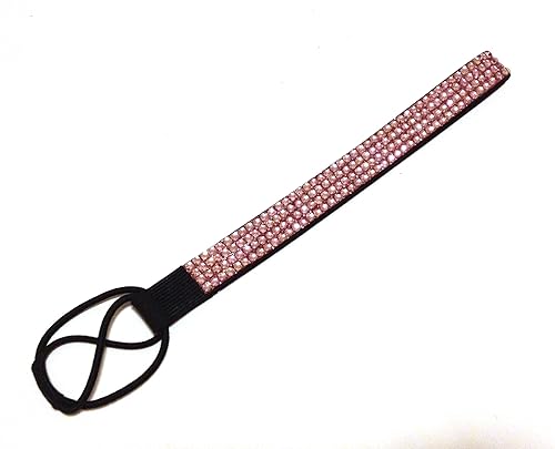 Miniatura 6 de Diadema elástica de cristal con diamantes de imitación, 4 filas, banda elástica para el cabello para mujer (negro)