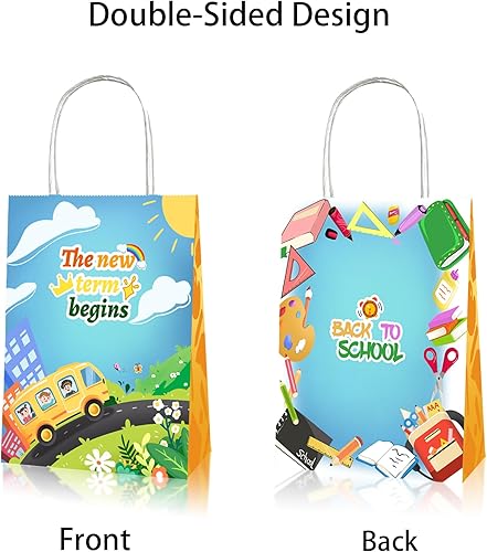 Miniatura 3 de CRAWPROP 12 bolsas de regalo para el regreso a clases, suministros de fiesta, bolsas de envoltura para el primer día de escuela, decoración de