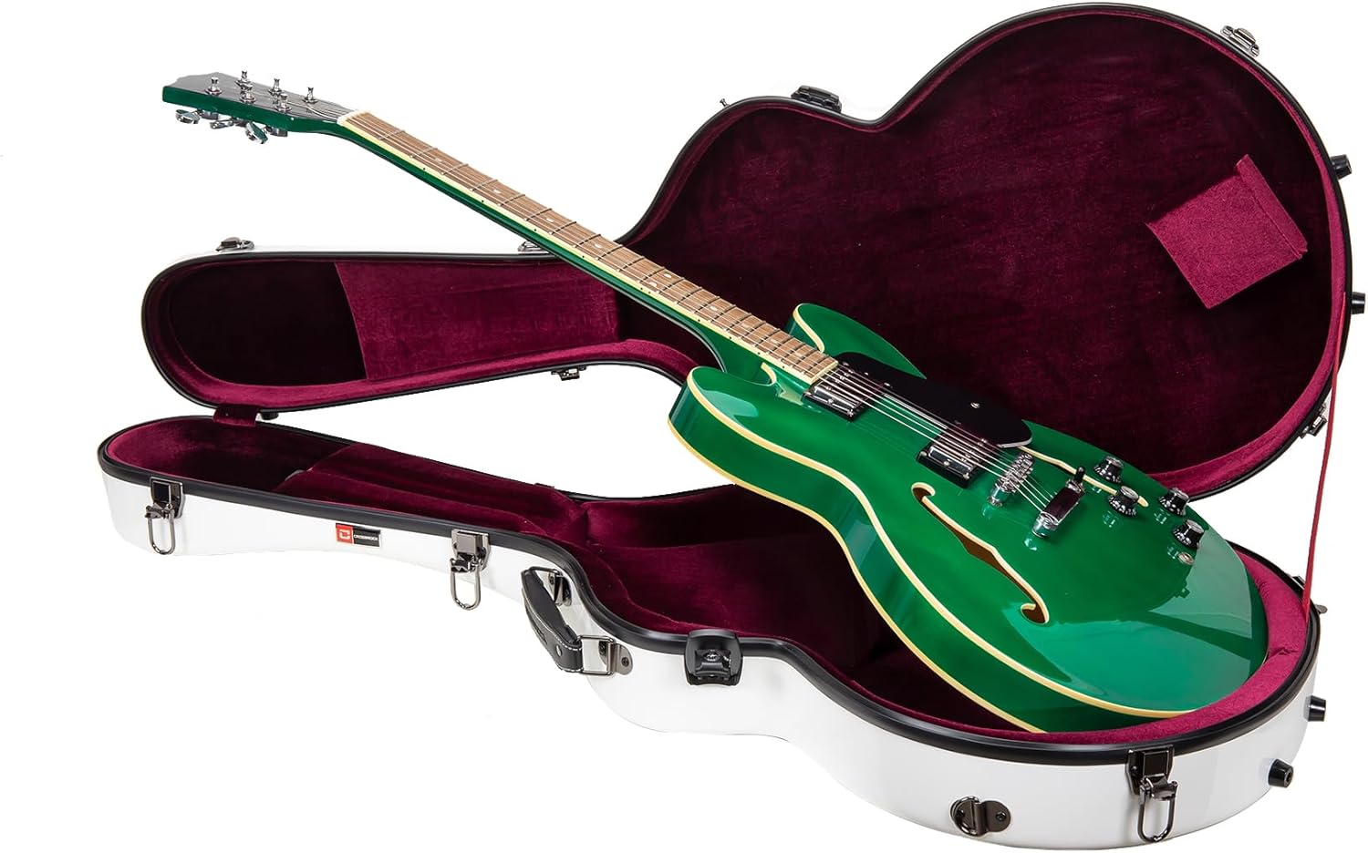 Crossrock Deluxe Fiberglass Case for 335 Style 6 Strings Semi-Hollow & Hollowbody Electric Guitars with TSA Lock-White (CRF2020SAWT)