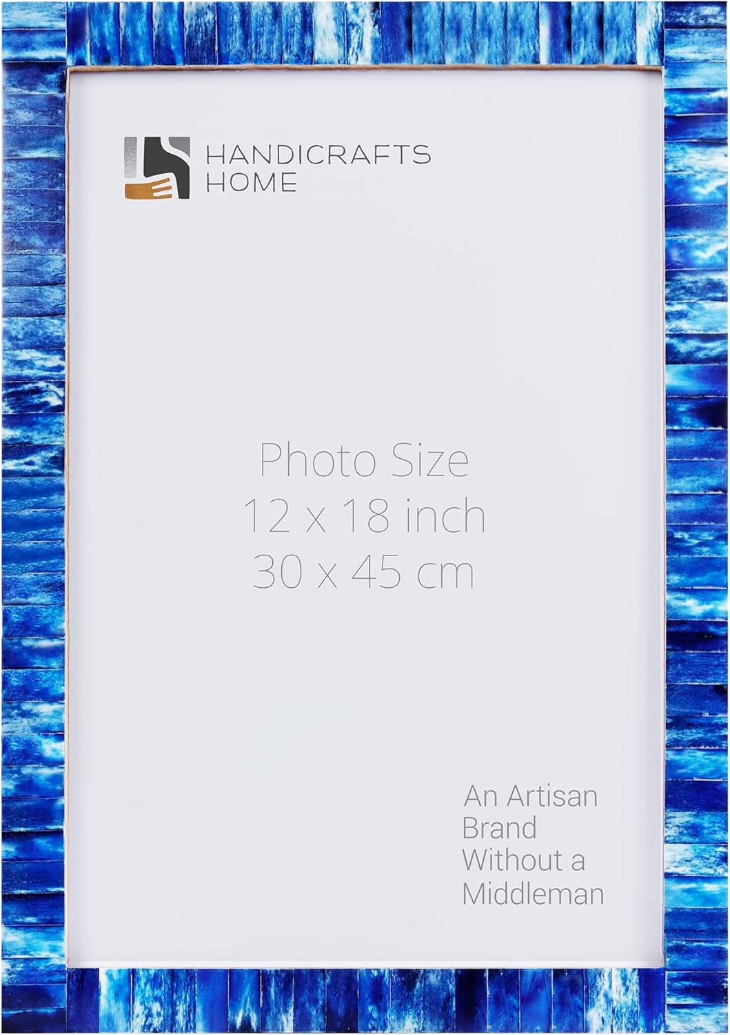 Handicrafts Home 12x18 Blue Picture Frame - Blue Bone Inlay Classic Collection Wall Mount Decorative Photo Frame for Posters, Photos, Diplomas, Certificates, Art Work - Handmade Poster Frame Vintage Home Decor Gift