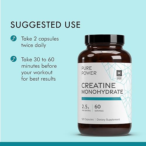 Miniatura 4 de Dr. Mercola Pure Power Monohidrato de creatina, 60 porciones (120 cápsulas) 0.09 onzas por porción, suplemento dietético, fuerza y energía, sin OMG,