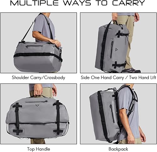 Vista 5 de Haimont Mochila de lona grande impermeable con parte superior enrollable, bolsa de lona seca resistente para navegación, viajes, motocicleta, kayak