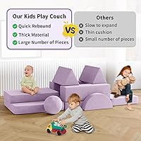 Vista 28 de 12 sofás modulares de juego para niños con 2 bolas y túnel, sofás de juego para niños pequeños para sala de juegos, sofás modulares para juego