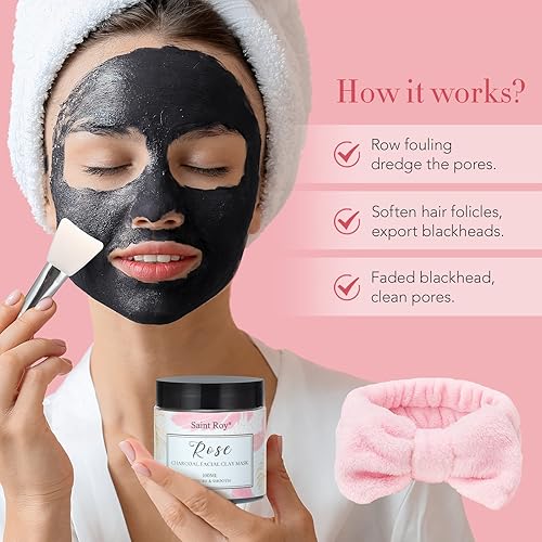 Miniatura 5 de Regalos de spa para mujeres, kit de cuidado personal con aroma a rosa con limpiador facial, gel de lavado corporal, máscara de arcilla facial,