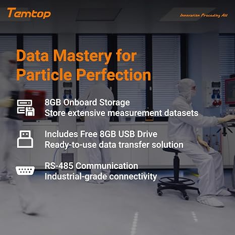 Temtop PMD351 Professional Aerosol Mass Monitor - Handheld Particle Counter for PM1.0, PM2.5, PM10, TSP - 0.3m-10m Laser Dust Detector with 2.83L/min German Pump, RS-485 Modbus & 32GB Data Logger