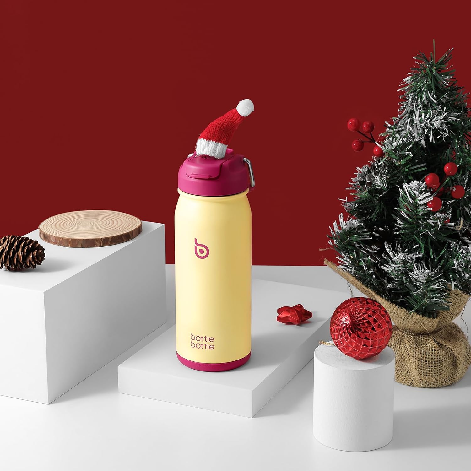 BOTTLE BOTTLE 16 oz sports water bottle stainless steel insulated kids water bottle with straw and pills holder for gifts and school（milkshake yellow） - Image 6