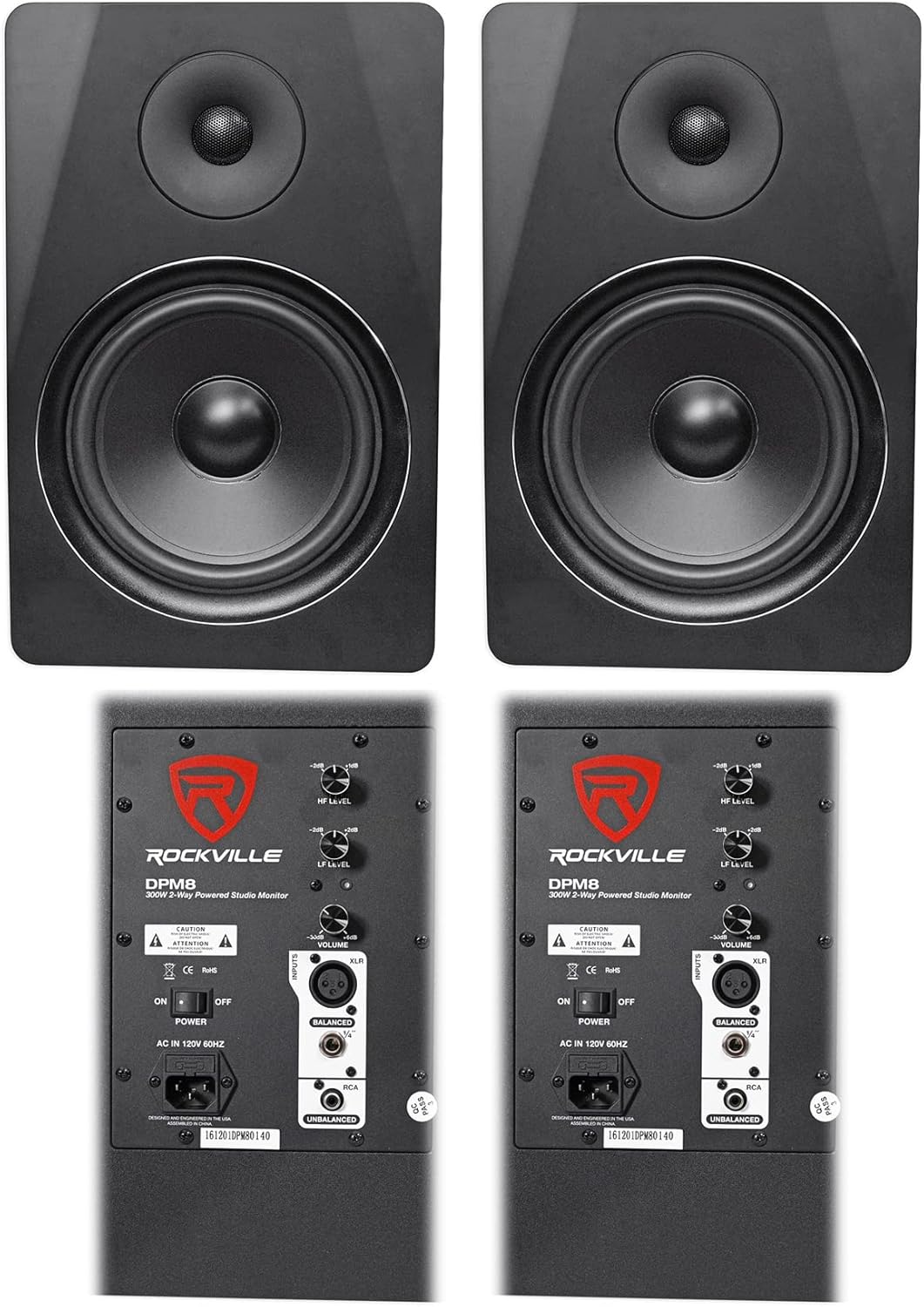 Rockville (2) DPM8B Dual Powered 8″ 600 Watt Active Studio Monitor Speakers Rockville (2) DPM8B Dual Powered 8″ 600 Watt Active Studio Monitor Speakers