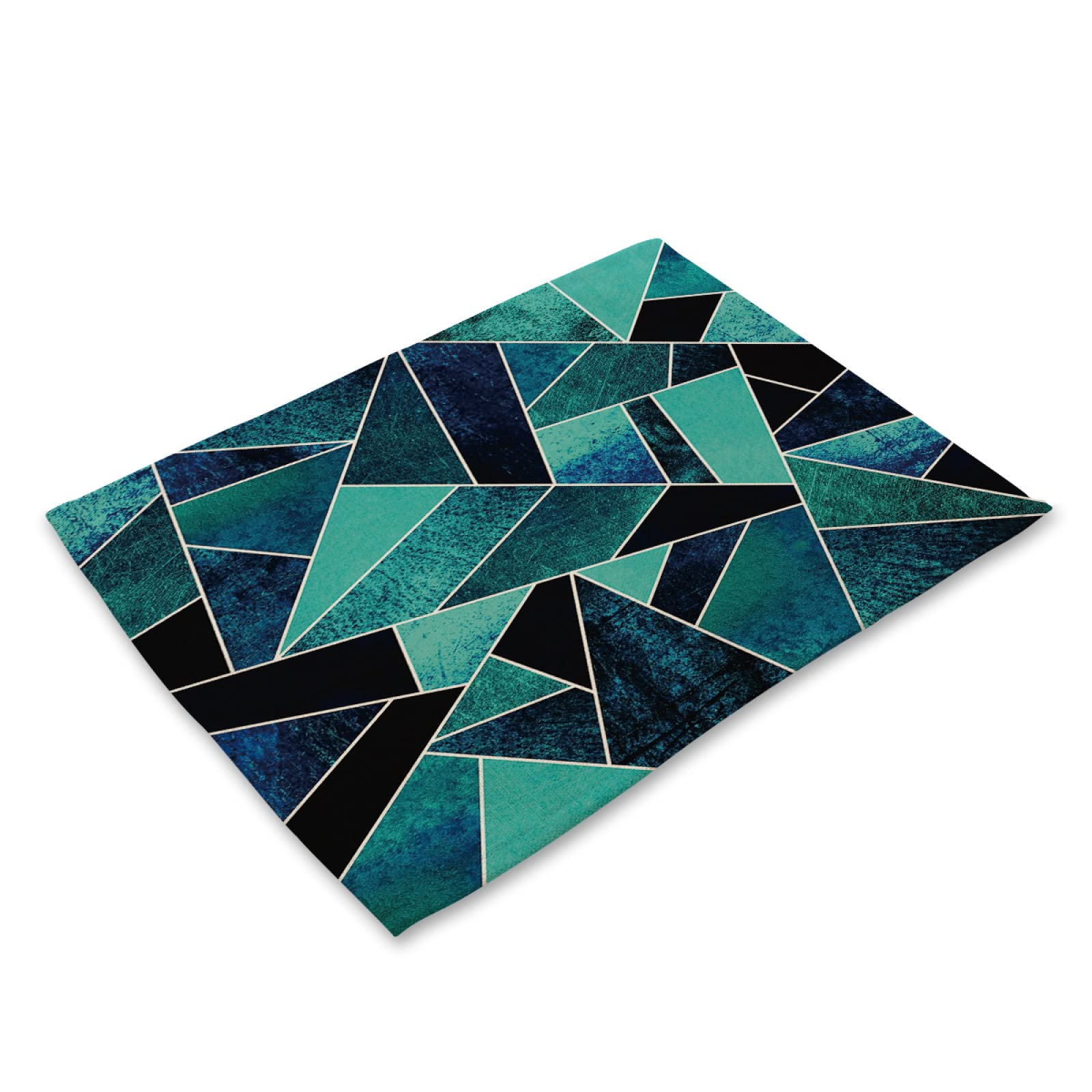 Manteles Individuales Triángulo Negro Cian Mantel Individual Algodón y Lino Lavable Salvamanteles Individuales Resistente al Calor Bajoplatos Individuales Mesa Tapetes para Mesa 30x45cm 8 Pcs