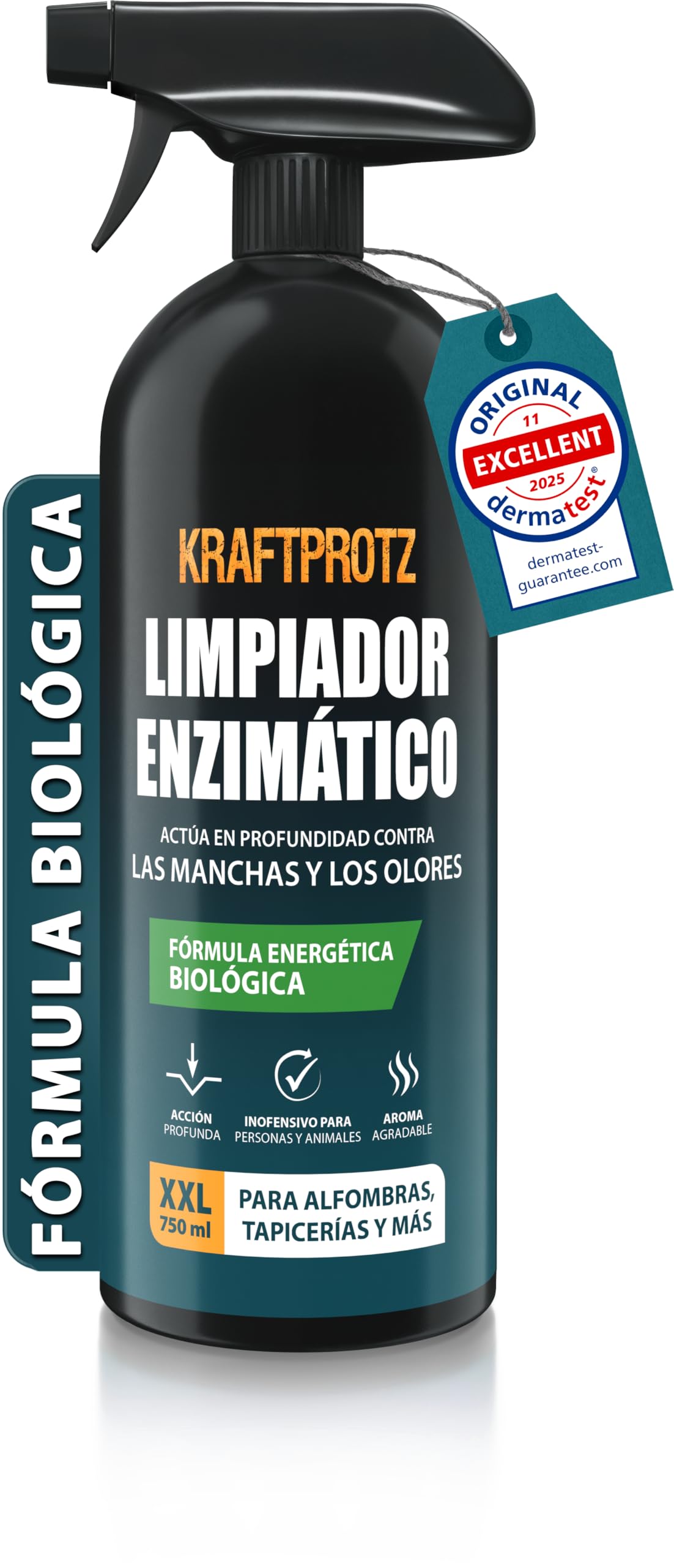 Limpiador enzimático 750 ml – KRAFTPROTZ Limpiador biológico para Manchas y olores – Limpieza Profunda y cuidadosa – Ideal para alfombras, tapicerías, colchones, Textiles, Coche y hogar