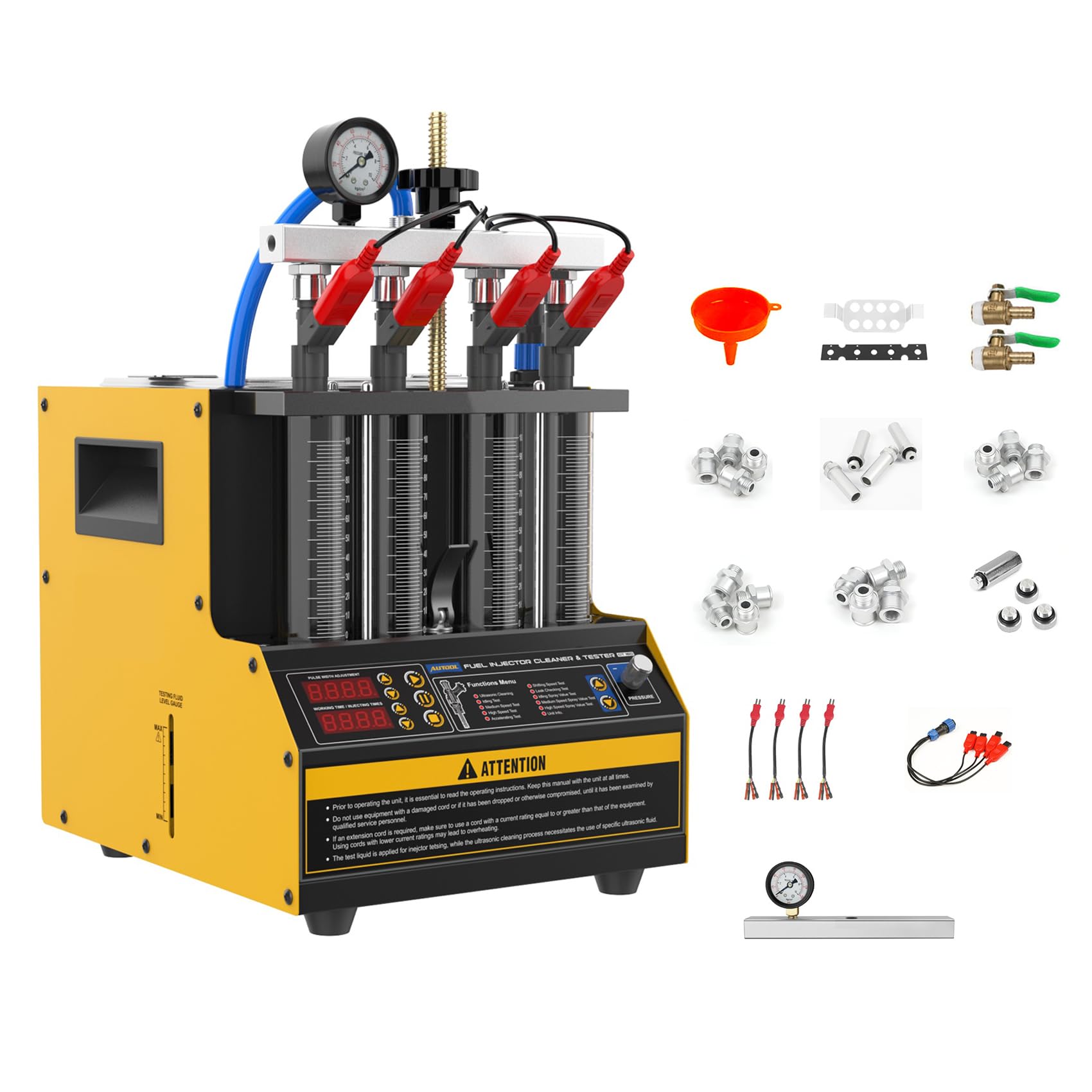 LINXINO CT160 Fuel Injector Cleaner Tester Machine 4 Cylinders Upgraded Ultrasonic Car & Motorcycle Fuel Injectors Cleaner Kit Tool with 9 Types of Injector Diagnostic,Ultrasonic Cleaning 110V/220V