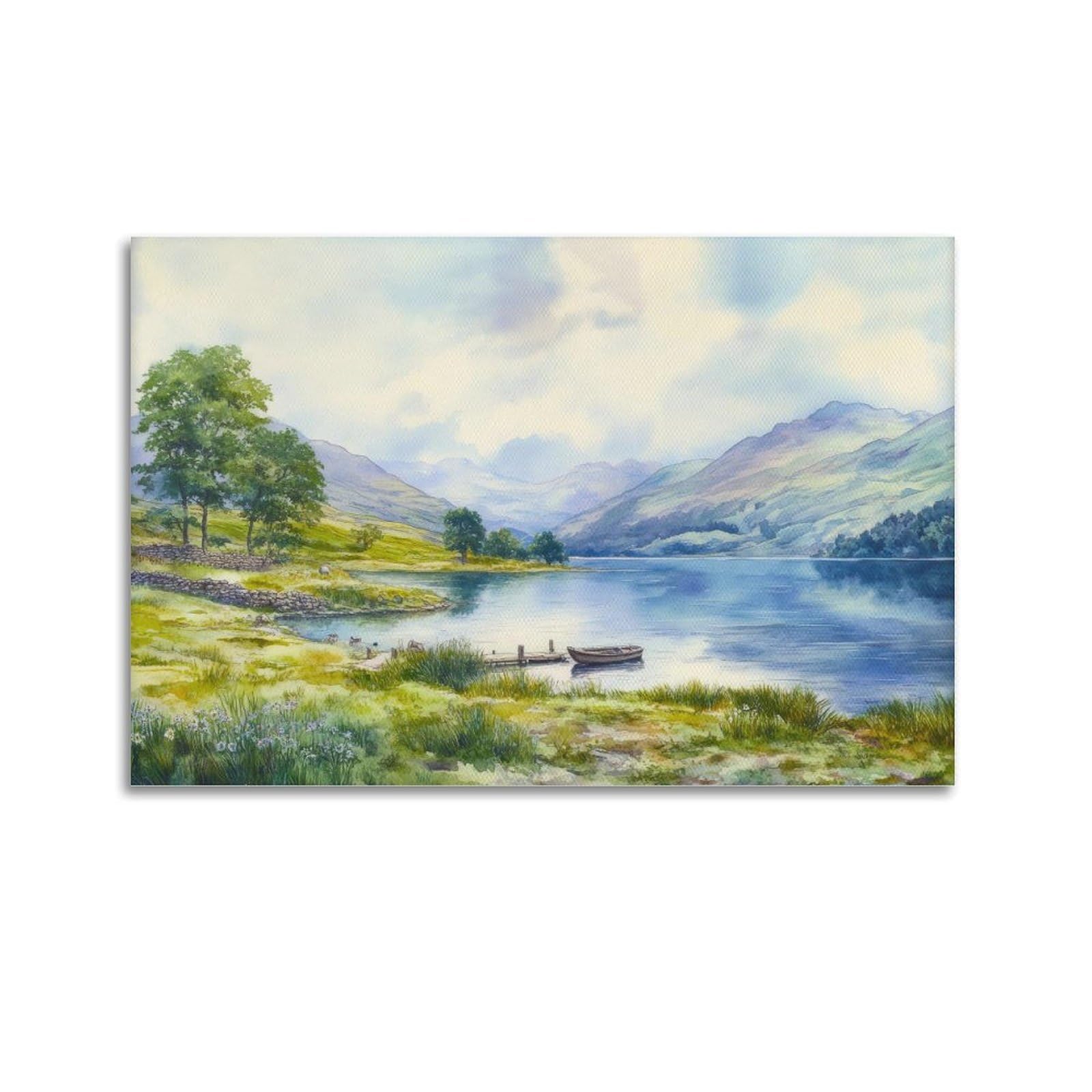 xiaoxiaoshen Lake District England Travel Scenic Canvas Poster Wall Art Prints Room Aesthetic Murals Bedroom And Living Decorations 24x36inch(60x90cm)