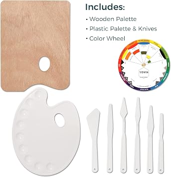 VISWIN 185 PCS Professional All-in-One Art Painting Kit with Beech Wood Easel, 96 Acrylic, Watercolor & Oil Paint Set, Canvas, Painting Set with Complete Art Supplies for Adult, Artist, Beginner