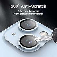 Vista 5 de JETech Protector de lente de cámara para iPhone 14 de 6.1 pulgadas y iPhone 14 Plus de 6.7 pulgadas, cubierta de anillo individual de metal de Azul