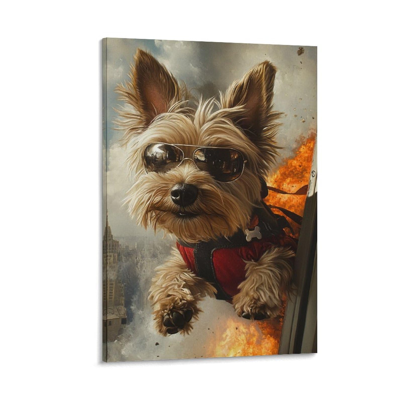 Terrier du Yorkshire tableau pour habiller un mur vide texturé