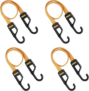 DEWALT 24" Premium Flat Bungee Straps, Interlocking Quick-Pull Notch, 4-PK